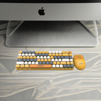 Clavier de machine à écrire rétro sans fil 2.4GHz avec souris DPI réglable 84 touches suspendues Mini anglais arabe prêt Stock BT Combo