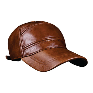Casquette de baseball en cuir véritable imperméable vintage sportive de haute qualité avec cache-oreilles pour hommes - Product Image 2