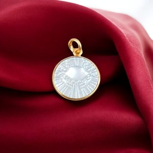 Pendentif zodiaque nacre signe du Cancer sculpture pendentifs lunette en argent Sterling 15mm forme de pièce ronde lunette signe du Cancer breloques - Product Image 2