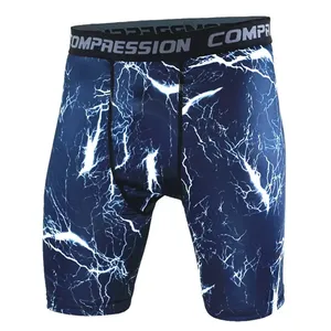 Shorts de sport compressifs pour hommes grandes tailles, unis, écologiques, respirants, en polyester/coton, taille mi-haute élastique, pour la natation - Product Image 1