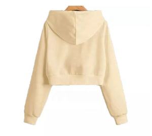 Wholesale Cropped Zipper Hoodie Woman <b>Workout</b> Crop Top Hoodie Plain Crop <b>Hoodies</b> for Ladies with Customized logo - Product Image 4