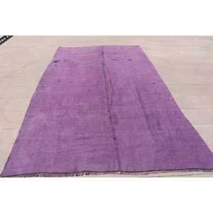 พรมวินเทจขนาด 6.3x10.2 ฟุต พรมตุรกีขนาดใหญ่ พรมลายดอกไม้สีม่วง - Product Image 1