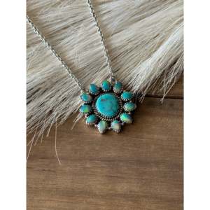 Southwest Handmade Multi Stone Sterling Silver Cluster Necklace Bezel <b>Set</b> - Product Image 1