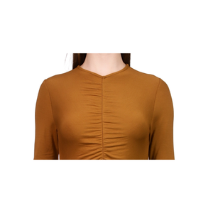 Top Corto da Donna Sanctuary Marrone con Maniche Lunghe Arricciate, Taglia XS, Traspirante - Product Image 2