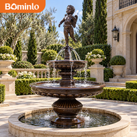 Fontaine à étages de luxe en bronze coulé, statue de Cupidon, élément aquatique classique en métal pour hôtel, parc, jardin, aménagement paysager