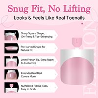 Faux ongles de pieds roses pâles à bout français, 150 pièces, carrés, 15 tailles, couverture complète, vente en gros