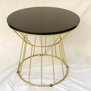 Modern Round Oak <b>Coffee</b> <b>Table</b> with Bronze-Iron Frame 60x60x55cm Decorative & Durable Storage Option Set TT68100 - Product Image 3