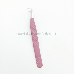 ที่ต่อขนตาแหนบสีปลายชมพูสีเงินแหนบปลายไฟเบอร์จับขนตาได้อย่างง่ายดาย - Product Image 2