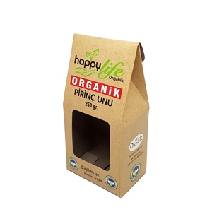 Boîtes d'emballage de luxe personnalisées en papier kraft avec fenêtre, imprimées en offset, pour farine de riz et sel, avec feuille d'or et revêtement UV, recyclables - Product Image 5