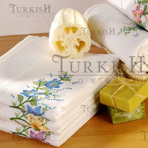 Elegant embroidered <b>towel</b> <b>set</b> with diamontes - Product Image 1