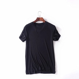2025 nueva camiseta de Modal para hombre con cuello en V, camiseta de talla grande para hombre, de manga corta Camiseta holgada para hombre, camisetas de Color sólido para hombre - Product Image 4