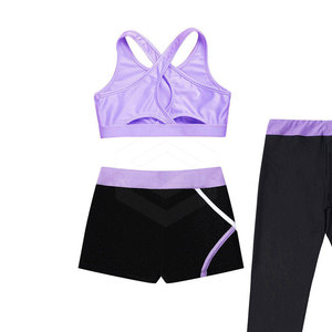 Juego de yoga sin costuras de 3 piezas con logotipo frontal sólido de talla grande para mujer de la mejor calidad para gimnasio Fitness Spandex/Material de nailon - Product Image 1