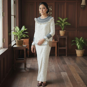 Robe longue musulmane modeste Sedondon Raya 2025, motif géométrique écologique, tissu crêpe sans repassage, en stock - Product Image 1