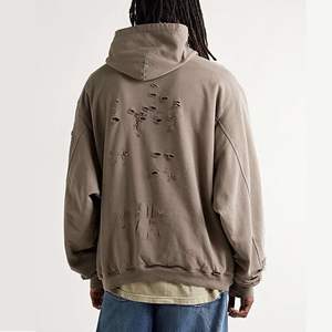 Sudadera con Capucha Vintage de 350 g/m², Lavado Ácido, Corte Desgastado, 100% Algodón, para Hombre, Verano - Product Image 4