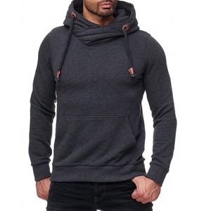 Sweat-shirts pour hommes de style populaire, logo personnalisé, noir, manches longues, tissu épais et chaud, col rond, poches, sweat-shirts d'hiver - Product Image 3