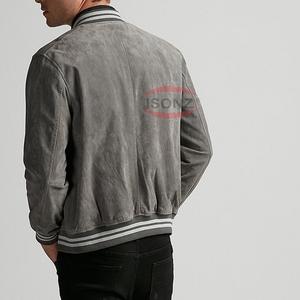 Chaqueta de cuero de ante gris estilo Otoño Invierno chaqueta de bombardero de talla grande Unisex con capucha y decoración de bolsillo diseño liso - Product Image 4