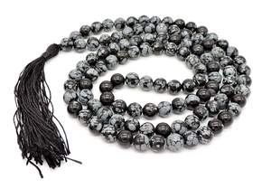 Haute qualité pierre mala obsidienne flocon de neige perles guérison naturel mala cristal collier perles 108 naturel pierres précieuses grossiste - Product Image 4