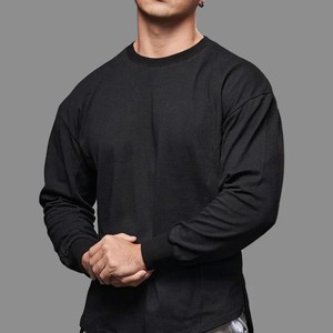 <b>Men's</b> Long Sleeve Solid Cotton <b>T</b> <b>Shirt</b> Winter Workout Streetwear with <b>Curved</b> <b>Hem</b> <b>Men's</b> Autumn Sweatshirt Crop Tops Style - Product Image 5