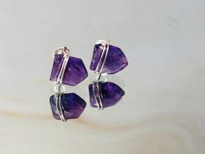 Purple Amethyst 925 Silver Latest Design Sterling Silver Gemstone Earrings Sterling Silver Gold Plated Earrings for Ladies - Product Image 2