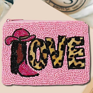 High Quality Cowboy Be Mine Beaded Pouch Handcrafted Western Mini <b>Coin</b> <b>Purse</b> Zipper Closure Canvas Material Leopard Handmade - Product Image 5