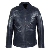 OEM Neuankömmling Herren Marineblau Einfarbige Rindsleder Echte Motorradjacke 100% Hochwertig Geringe Mindestbestellmenge Übergrößen Winter