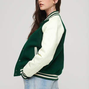 High Quality Stand Collar Baseball Varsity Jacket for Women Custom Printed Embroidery Winter Leather - Product Image 3