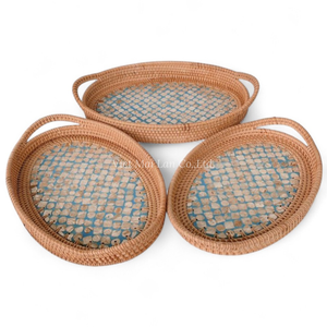 Bandeja Rectangular Premium de Ratán con Incrustaciones de Nácar, Suministro al por Mayor para Hoteles, Restaurantes y Servicios de Catering - Product Image 1