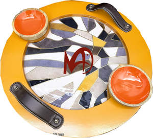 Plateau de service artisanal en bois de manguier au fini brillant avec poignée en résine Plateau décoratif en MDF avec revêtement en émail à impression numérique - Product Image 2