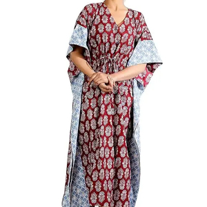 Mujer Algodón Impreso Maxi Kaftan Ropa de dormir Camisón Vestido Caftan - Product Image 1