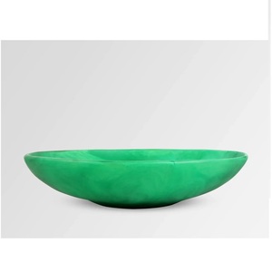 Ensaladera de fruta de resina redonda azul cielo cuenco de servicio hecho a mano de alta calidad ecológico moderno tamaño grande para fiestas - Product Image 1