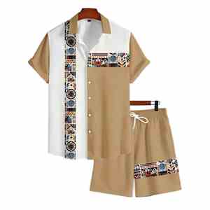 Ensemble décontracté d'été pour homme : chemise à manches courtes unie et short, séchage rapide, tissu en maille éponge respirant 100 % polyester, style urbain - Product Image 4