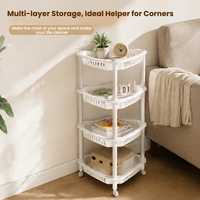 Étagère de rangement triangulaire multi-niveaux, support d'angle en plastique, étagère roulante utilitaire
