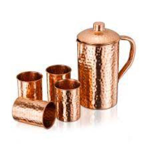 Premium Quality Copper Made Hammered Texture Attractive Look Jugs And Glasses Barware Kitchenware Drinkware Luxury Accessories - Product Image 1