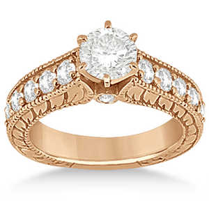 Anillo de Compromiso y Matrimonio de Oro Rosa de 14k con Diamantes Antiguos de 2.15ct - Product Image 1