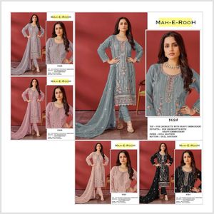 Beau costume Salwar en fausse georgette avec broderie lourde tenue de style pakistanais avec Dupatta parfait pour une tenue de fête - Product Image 5