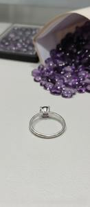 Bague de fiançailles et de mariage en argent 925 faite à la main avec améthyste, cadeau chrétien, design minimaliste, pour la pierre de naissance de février - Product Image 3