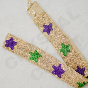 Correa de monedero con cuentas de Star Aggies, correas de bolso de cuentas de semillas de oro blanco personalizadas, correa de cuentas personalizada para bolsos - Product Image 5