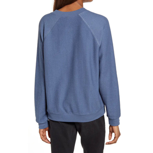 Custom Designed <b>Women's</b> Eco-Friendly Washed Cotton <b>Fleece</b> Front Logo Crew Neck 380g Long Sleeved Sweatshirt OEM Service Casual - Product Image 3