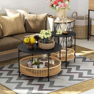 Plateau de service en rotin fait main Table en bois plateau en osier pour le stockage taille personnalisée ferme décor à la maison - Product Image 6