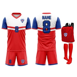 Maillot de football à manches courtes personnalisé, imprimé numériquement, respirant, 100% polyester extensible, col en V - Product Image 1