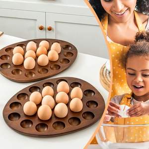 ถาดไม้อะคาเซียถาดใส่ไข่ทรงไข่ทรงไข่24ช่องสำหรับเก็บไข่สด - Product Image 6