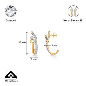 Zephyra Arc Gold & Rhodium Plated Hoop <b>Earrings</b> with Zircon & <b>Pearl</b> - Product Image 5