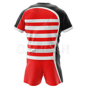 Conjuntos de uniformes de rugby para hombres de poliéster 100%, uniformes deportivos transpirables y que absorben la humedad con tamaño personalizable y nombre del equipo - Product Image 3