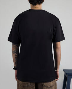 T-shirt pour homme en coton lavé 100%, tricoté lourd, imprimé à l'écran, écologique, décontracté, manches courtes, col roulé, couleur unie - Product Image 3