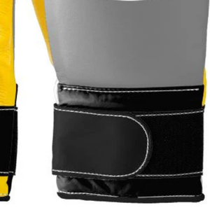 Gants de boxe professionnels en cuir gris, jaune et noir, avec fermeture velcro au poignet, pour l'entraînement et le sparring, pour hommes et femmes - Product Image 4