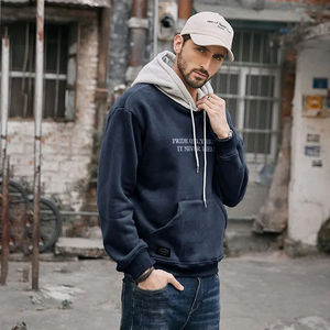 Sudadera con Capucha para Hombre, Color Sólido, Manga Larga, Bordada, Lisa, Teñida, 100% Algodón, Felpa, Estilo Urbano, Informal, Unisex, 2025 - Product Image 6