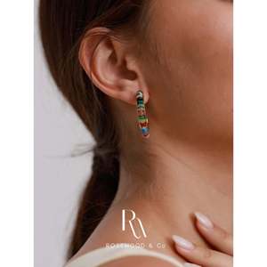 Pendientes de Aro de Verano con Cuentas de Arcoíris, Aventurina, Ónix Negro, Ágata, Estilo Religioso, con Piedras Preciosas - Product Image 2