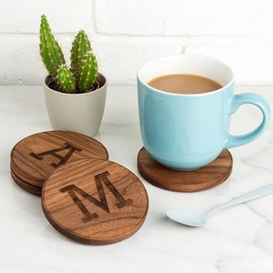 Hot Selling Walnut Coaster Wood <b>Slice</b> <b>Wooden</b> Coaster Laser Engraving Logo Customized Size from f s international - Product Image 1