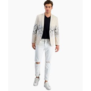 Blazer slim fit da uomo INC con motivo floreale, colore grigio, taglia L - Product Image 1