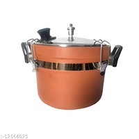 Casserole en terre cuite classique à basse pression, double poignée, couvercle en verre trempé brun, 3-5 litres, fond plat, antiadhésif, écologique et de qualité supérieure